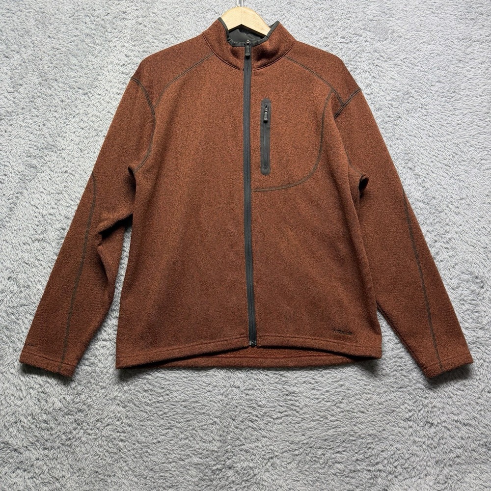 Eddie Bauer Omni Dry Titanium Fleece Jacket Mens Large Brown Full Zip Hiking